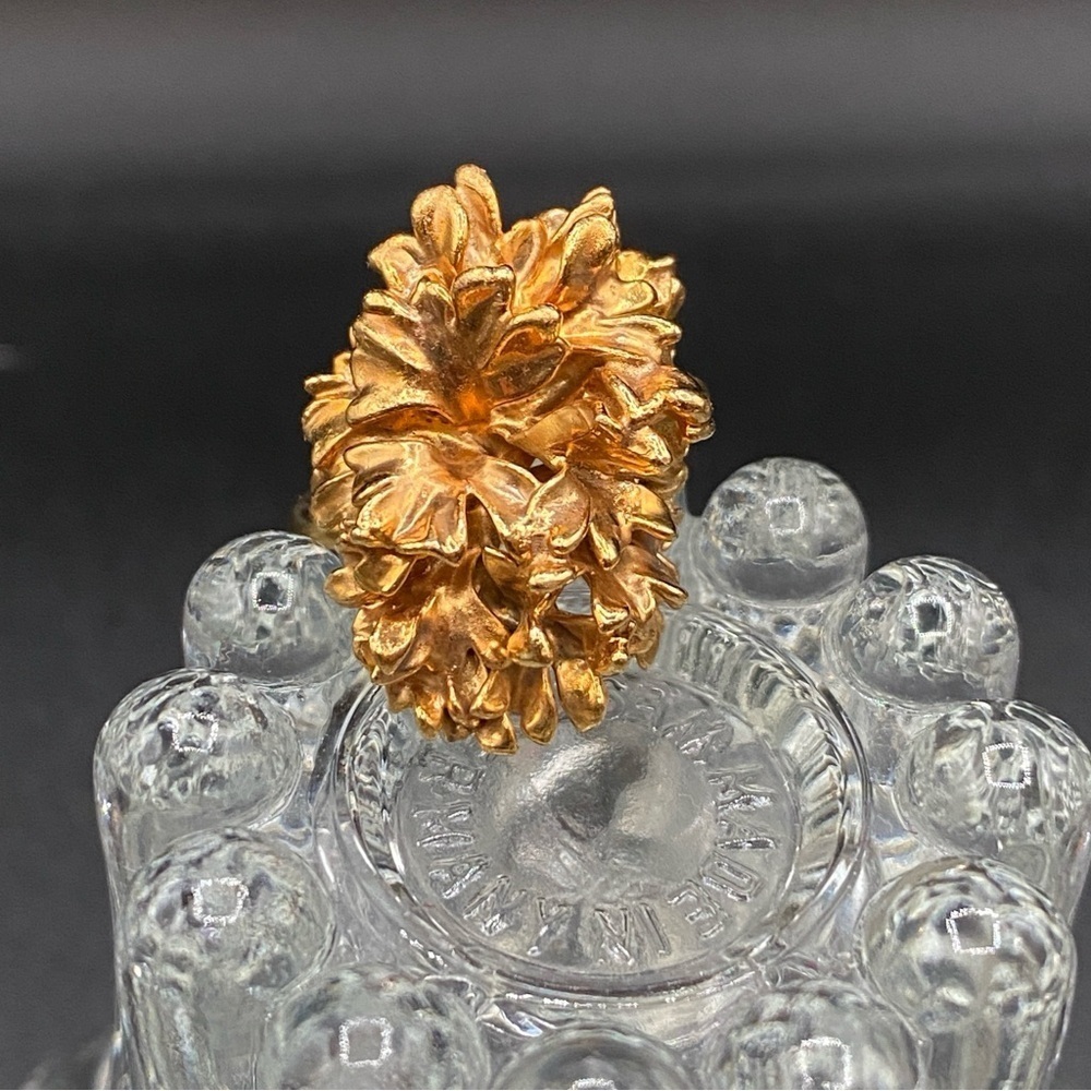 Brutalist Gold Statement Ring Hawaiian Leaves Electroplated 24k Gold